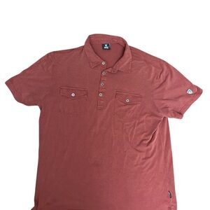 Kuhl Men's Rust Red Short Sleeve Polo with Dual Chest Pockets